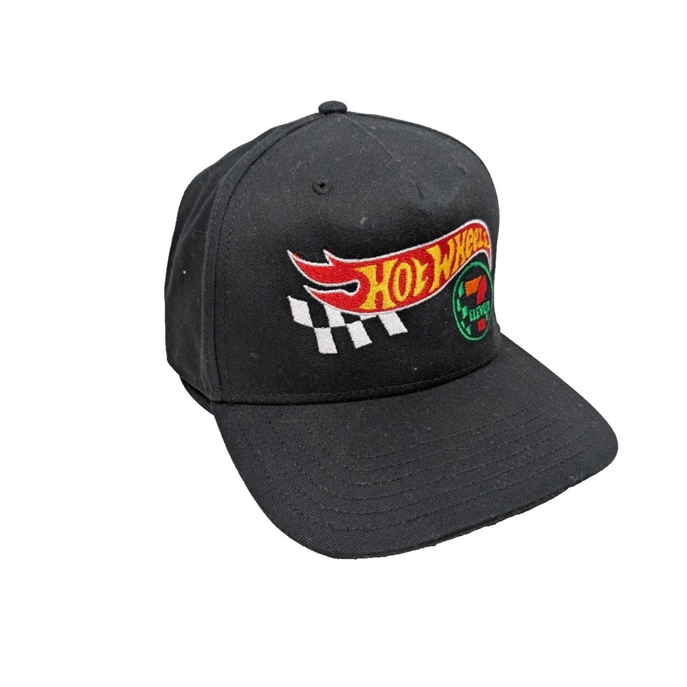 Hot Wheels x 7-11 Logo Hat Black Snapback Adjustable 100% Cotton Limited Edition